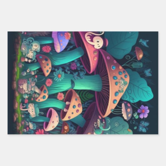 Pilzelfen im Feld Geschenkpapier Set (Vorderseite 2)