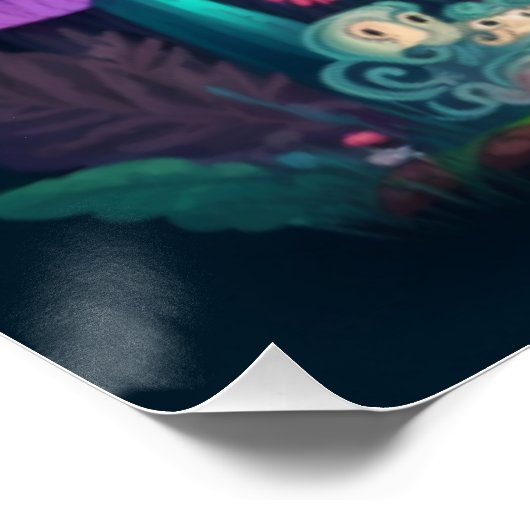 Pilzelfen im Feld Poster (Ecke)