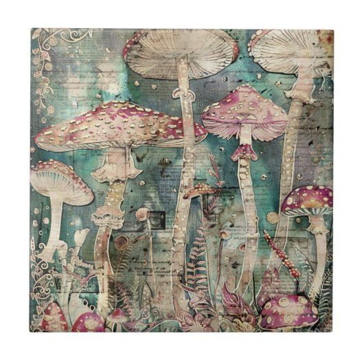 Pilzfliesen, Keramik Fliese (Vorderseite)