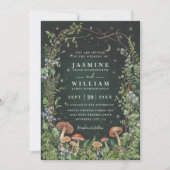 Pilzgarten Elegante moderne Hochzeit mit QR-Code Einladung (Vorderseite)