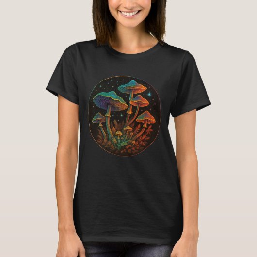 Pilzgarten - kosmische Fungi-Fantasie T-Shirt (Vorderseite)
