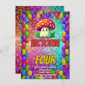 Pilzgeburtstag laden Kinder ein Einladung (Vorne/Hinten)