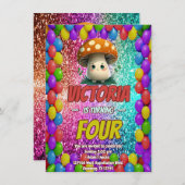 Pilzgeburtstag laden Kinder ein Einladung (Vorne/Hinten)