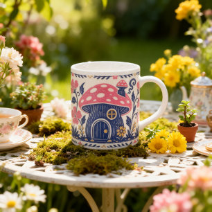 Pilzhaus Cottage Folk Art Feen-Tasse Jumbo-Tasse