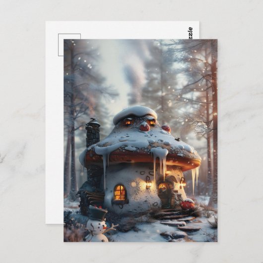 Pilzhaus im Schnee Postkarte (Vorne/Hinten)