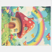 Pilzhäuser und Regenbogen 10 Fleecedecke (Vorderseite (Horizontal))