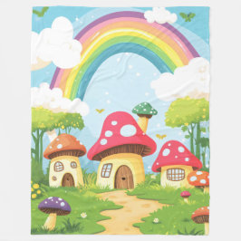 Pilzhäuser und Regenbogen 11 Fleecedecke