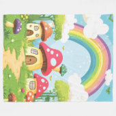 Pilzhäuser und Regenbogen 11 Fleecedecke (Vorderseite (Horizontal))
