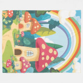 Pilzhäuser und Regenbogen 12 Fleecedecke (Vorderseite (Horizontal))