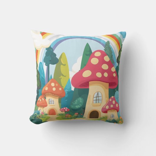 Pilzhäuser und Regenbogen 12 Kissen (Vorderseite)
