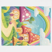 Pilzhäuser und Regenbogen 13 Fleecedecke (Vorderseite (Horizontal))