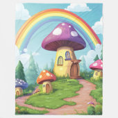 Pilzhäuser und Regenbogen 14 Fleecedecke (Vorderseite)