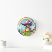 Pilzhäuser und Regenbogen 14 Runde Wanduhr (Zuhause)