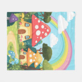 Pilzhäuser und Regenbogen 15 Fleecedecke (Vorderseite (Horizontal))