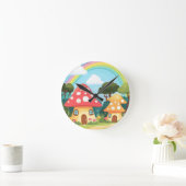 Pilzhäuser und Regenbogen 15 Runde Wanduhr (Zuhause)