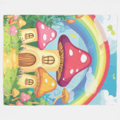 Pilzhäuser und Regenbogen 16 Fleecedecke (Vorderseite (Horizontal))