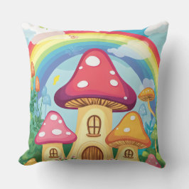 Pilzhäuser und Regenbogen 16 Kissen