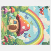 Pilzhäuser und Regenbogen 8 Fleecedecke (Vorderseite (Horizontal))