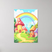 Pilzhäuser und Regenbogen Leinwanddruck (Vorderseite)