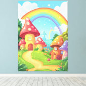 Pilzhäuser und Regenbogen Leinwanddruck (Insitu (Holzboden))