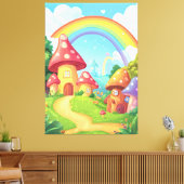 Pilzhäuser und Regenbogen Leinwanddruck (Insitu (Wohnzimmer))