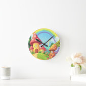 Pilzhäuser und Regenbogen Runde Wanduhr (Zuhause)