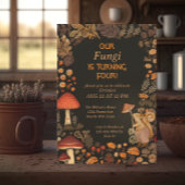 Pilzholz-Tierkinder zum vierten Geburtstag Einladung