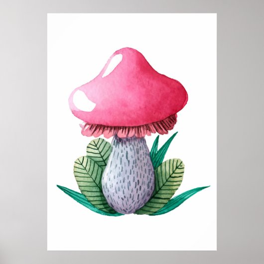 Pilzjäger-Pilz und Blätter Poster (Vorne)