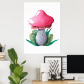 Pilzjäger-Pilz und Blätter Poster (Heimbüro)