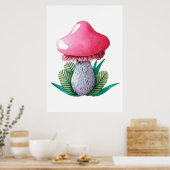 Pilzjäger-Pilz und Blätter Poster (Küche)