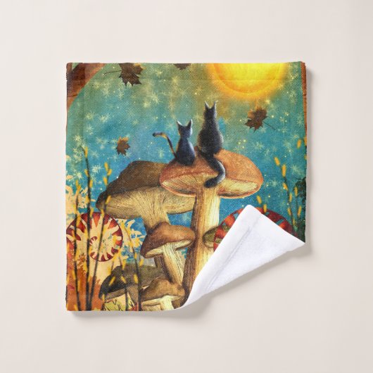 Pilzkatzen Badhandtuch Set (Waschlappen)