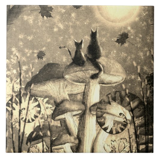 Pilzkatzen Fliese (Vorderseite)