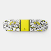 Pilzkatzen Gelbe Monogramm Skateboard (Horizontal)