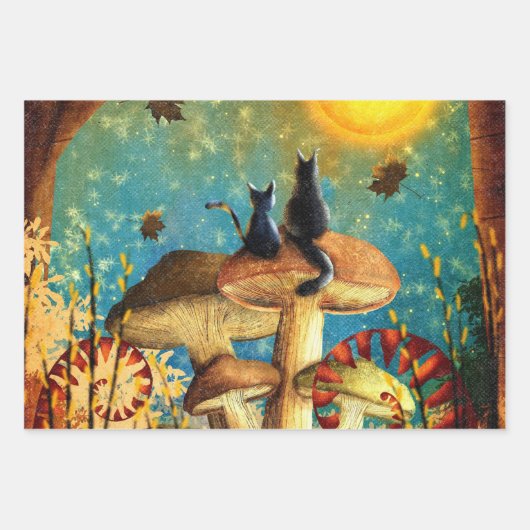 Pilzkatzen Geschenkpapier Set (Vorderseite)