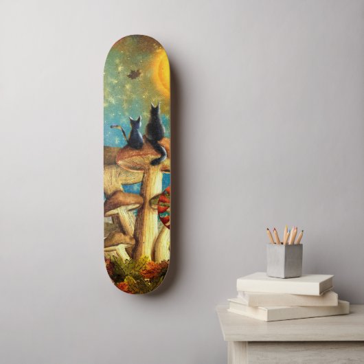 Pilzkatzen Skateboard (Wandkunst)