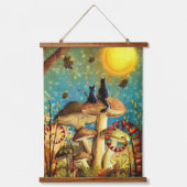 Pilzkatzen Wandteppich Mit Holzrahmen (Vorderseite)