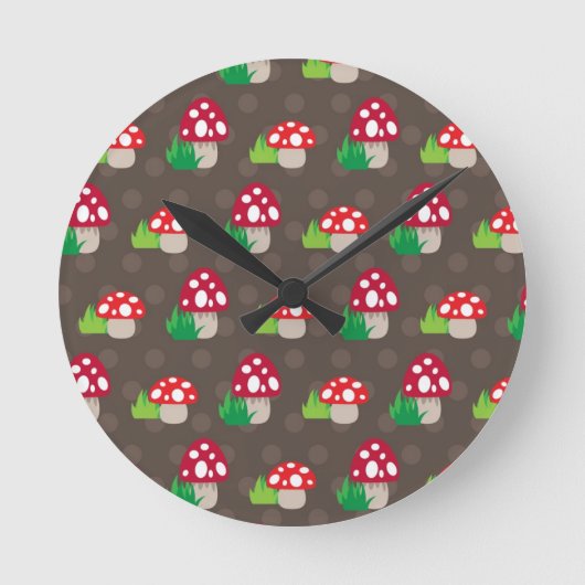 Pilzkindermuster Runde Wanduhr (Vorderseite)