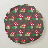 Pilzkindermuster Rundes Kissen (Rückseite)