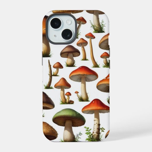 Pilzmuster-Design iPhone 15 Hülle (Rückseite)