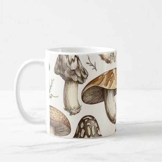 Pilzmuster-Illustration Kaffeetasse (Links)