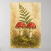 Pilzpaar im Moos Wasserfarbenposter Poster (Vorne)