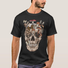 Pilzsammler mit Creepy Skull T-Shirt