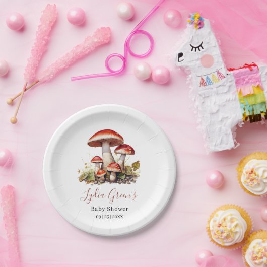 Pilzsäulendusche einladen, Fall Gender-Neutral Pappteller (Party)