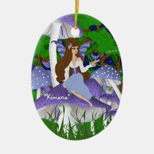 Pilzschmuck und Fee Keramik Ornament (Vorne)