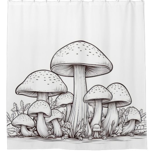 Pilzskizze Duschvorhang (Vorderseite)