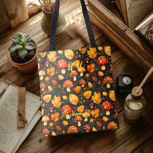 Pilztasche 'Mushroom Magic' mit Herbstwald-Design Tasche