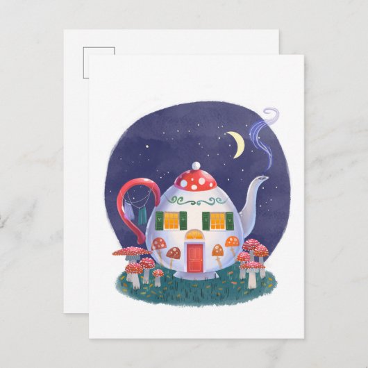 PilzTeekanne Hütte Postkarte (Vorne/Hinten)