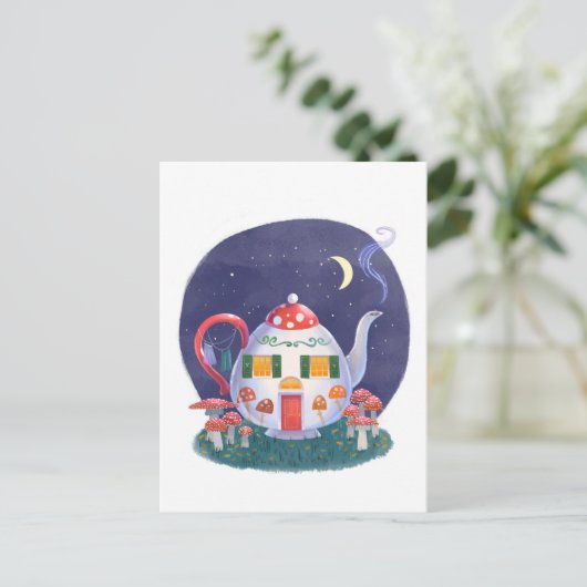 PilzTeekanne Hütte Postkarte (Stehend Vorderseite)