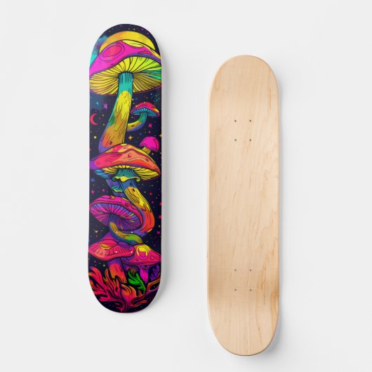 Pilztrippy-Farben psychedelisch Skateboard (Vorderseite)