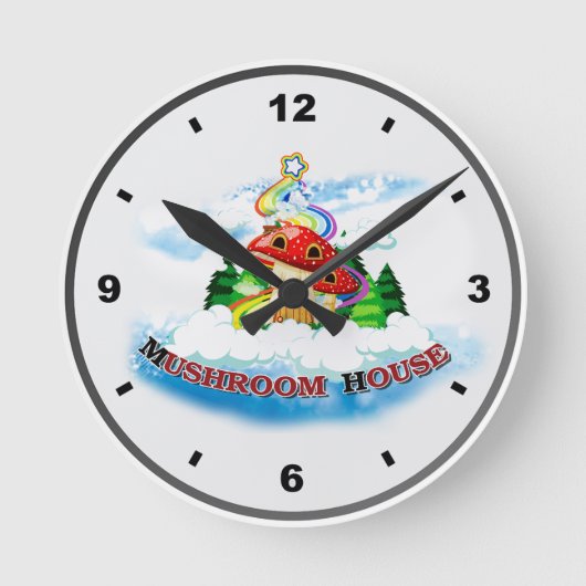 Pilzuhr Runde Wanduhr (Vorderseite)